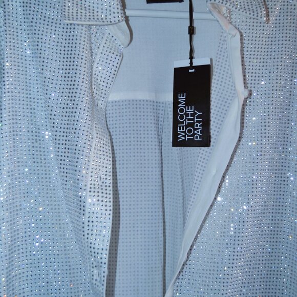 RETROFETE (NEW YORK) RHINSTONE WHITE L/S CUFF SHIRT- NWT $175 - Picture 6 of 13